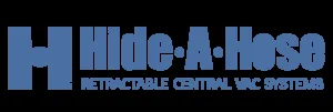 Hide-A-Hose retractable central vacuum systems logo, illustrative product branding